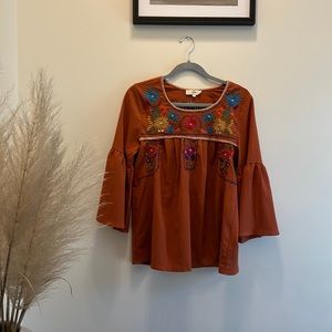 beautiful terracotta blouse.hermosa blusa color terracota.